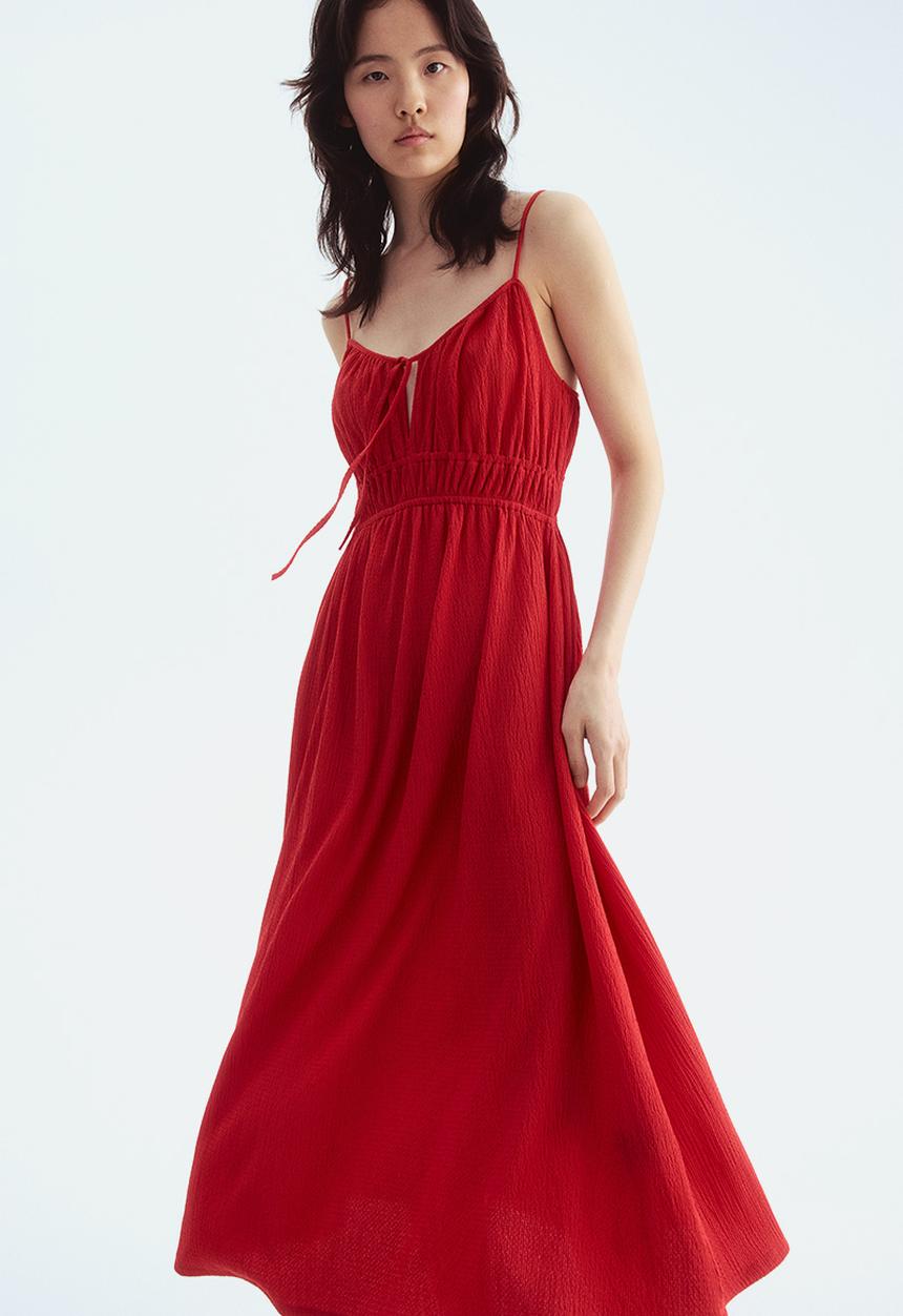 H&M - Crinkled jersey dress - red