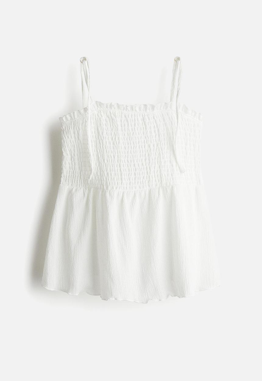 H&M - Smocked strappy top - white