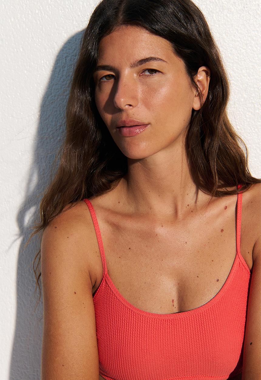 H&M - Padded bikini top - coral red  