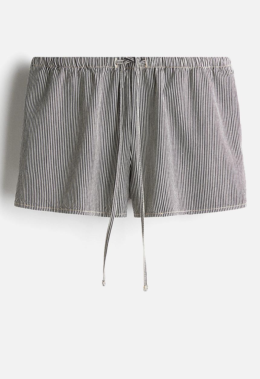 H&M - Drawstring shorts - white & black striped