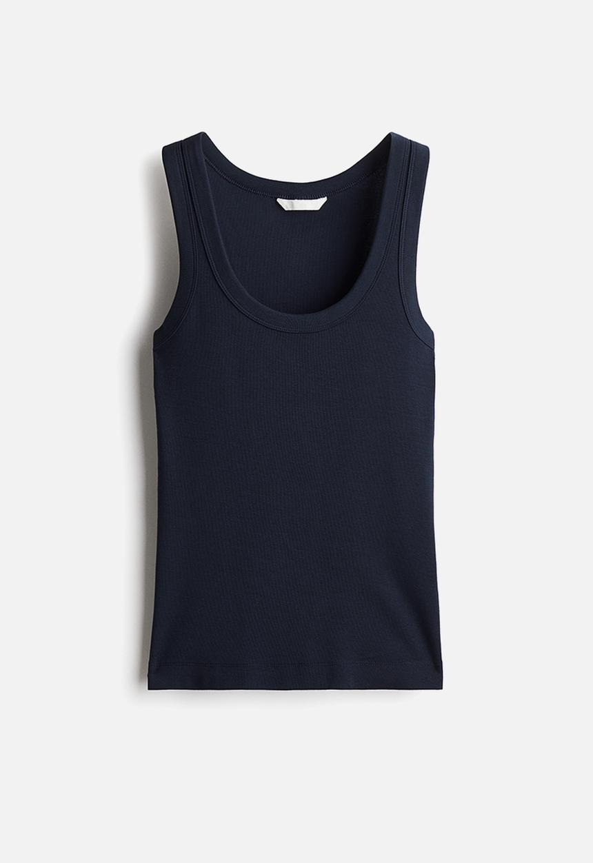 H&M - Fitted vest top - navy blue