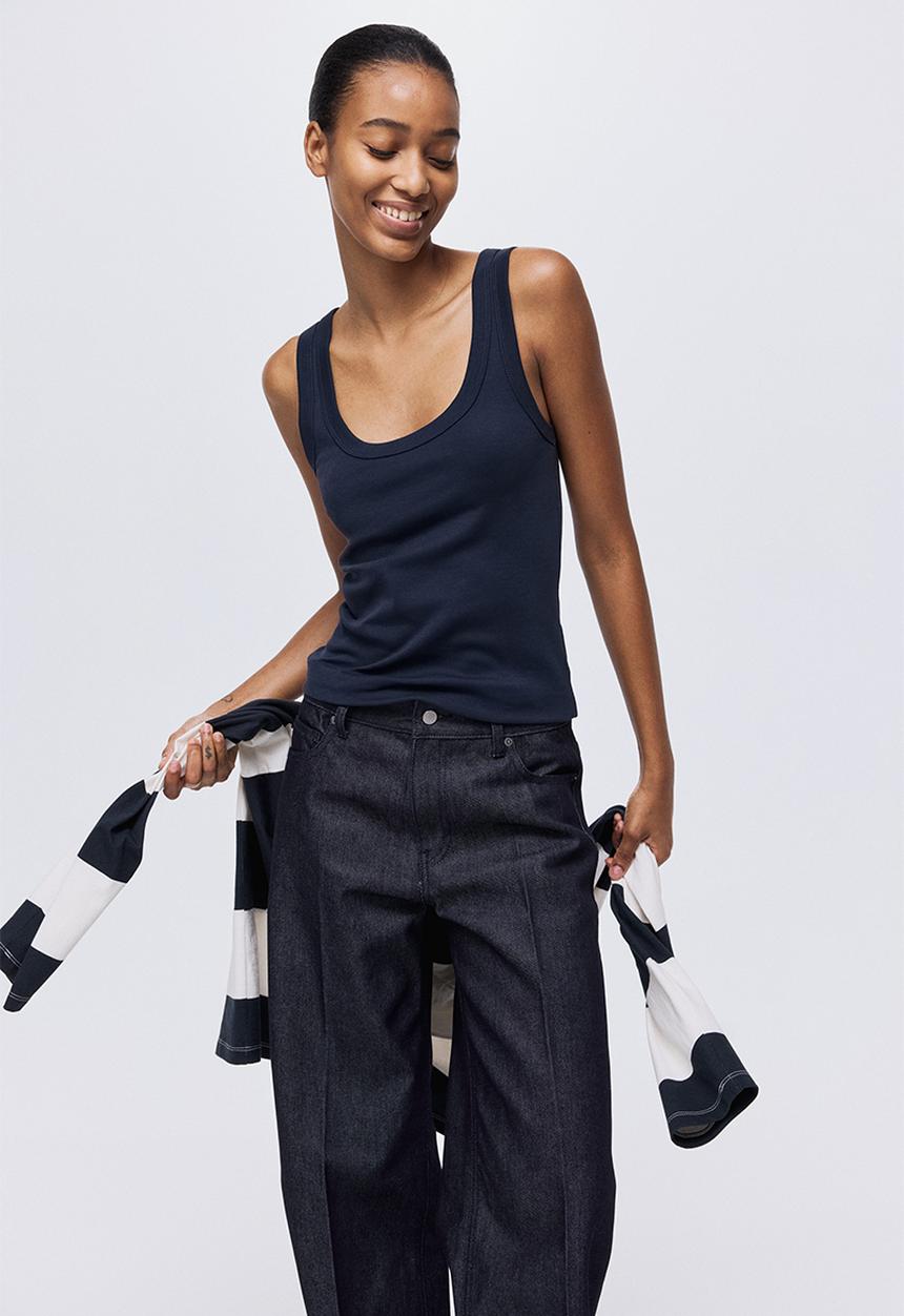 H&M - Fitted vest top - navy blue