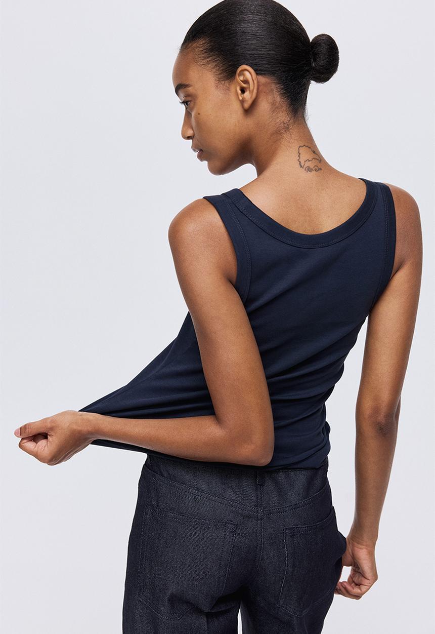H&M - Fitted vest top - navy blue