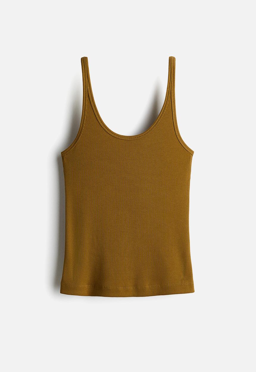 H&M - Ribbed vest top - olive green