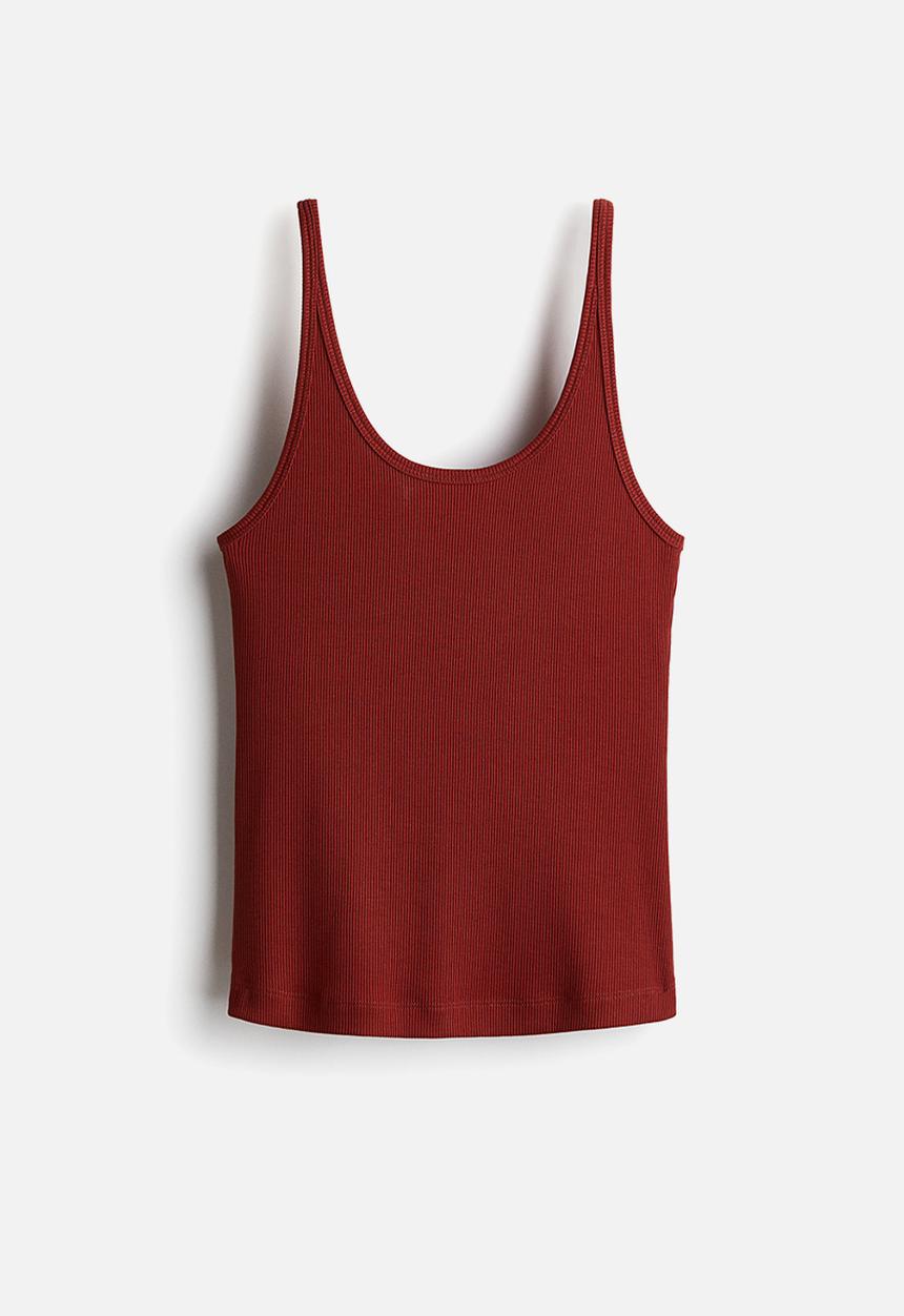 H&M - Ribbed vest top -  rust red
