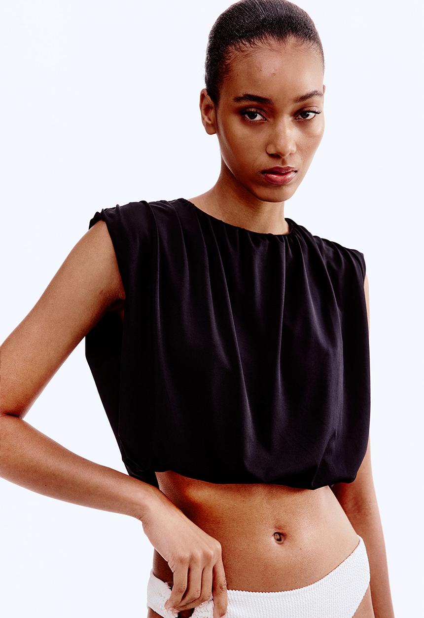 H&M - Draped cropped top - black