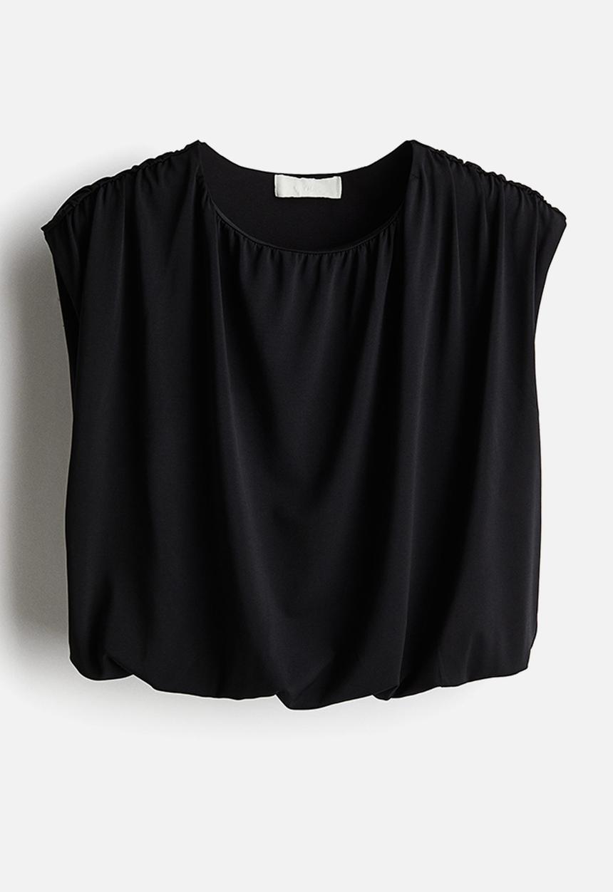 H&M - Draped cropped top - black