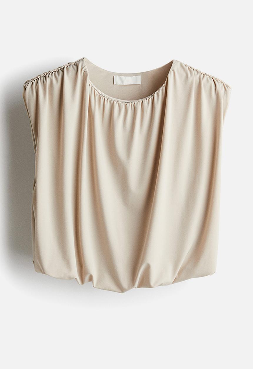 H&M - Draped cropped top -  light beige