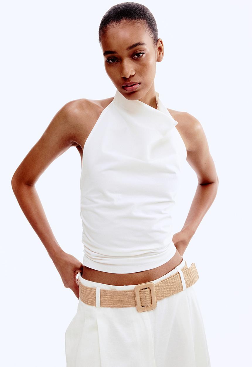 H&M - Draped halterneck top - white