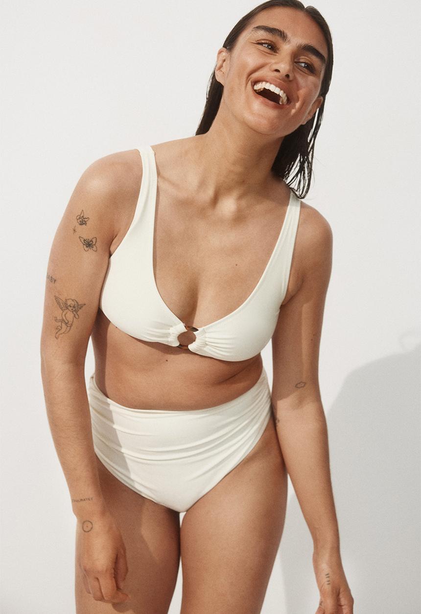 H&M - High waist cheeky bikini bottoms - white