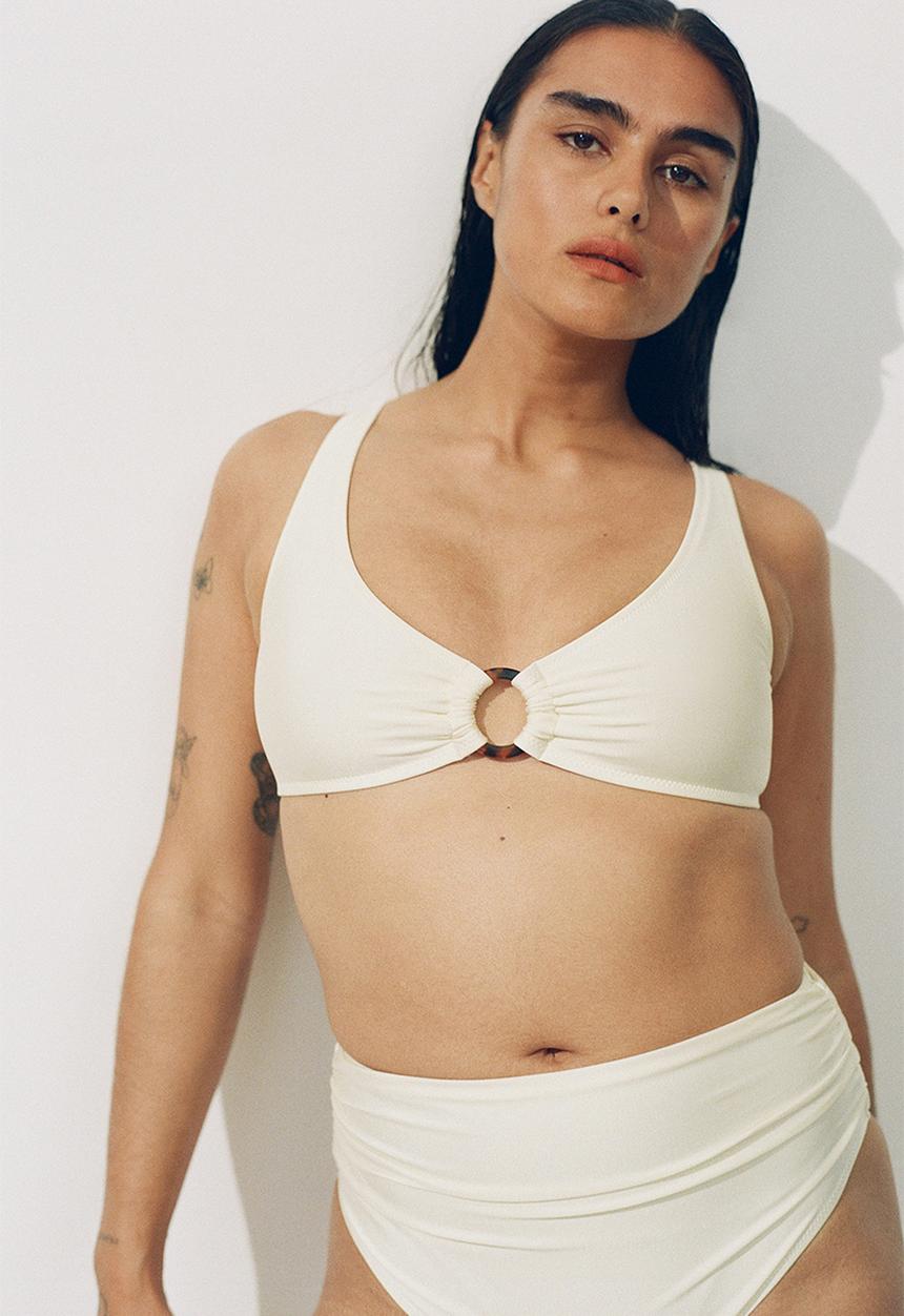 H&M - High waist cheeky bikini bottoms - white