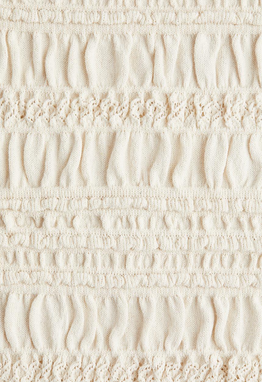H&M - Smocked pointelle-knit top - cream