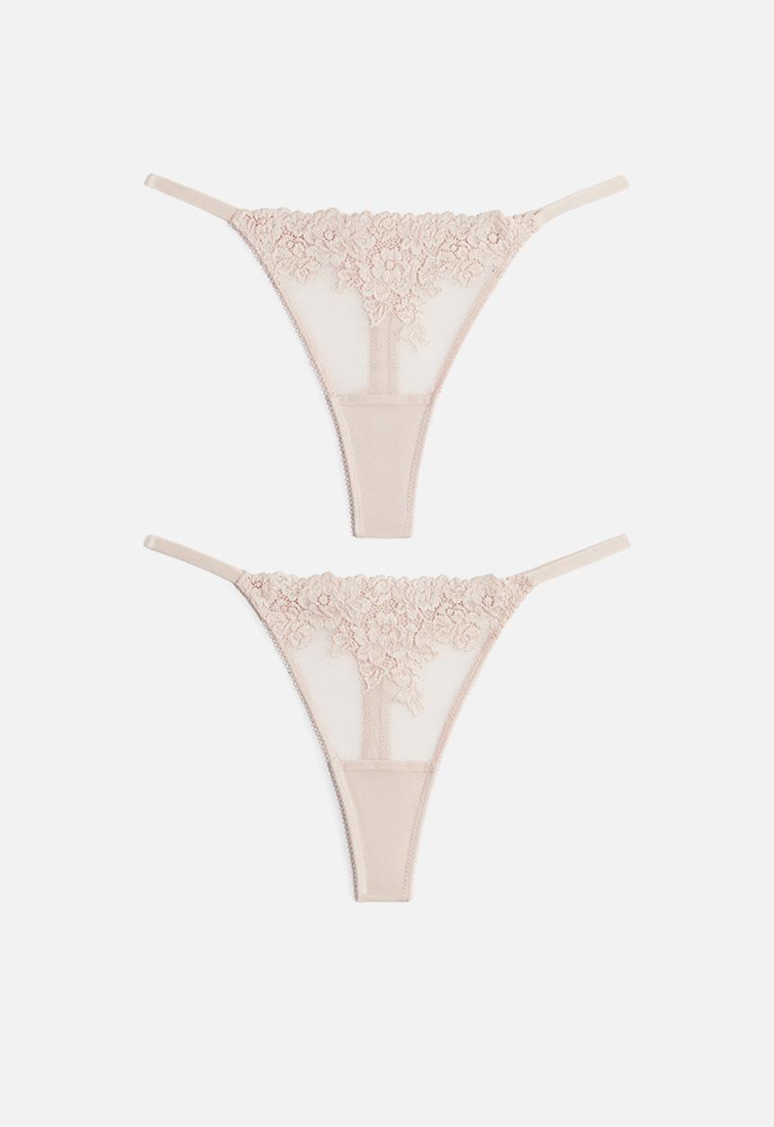 H&M - 2 pack lace tanga thong briefs - light pink
