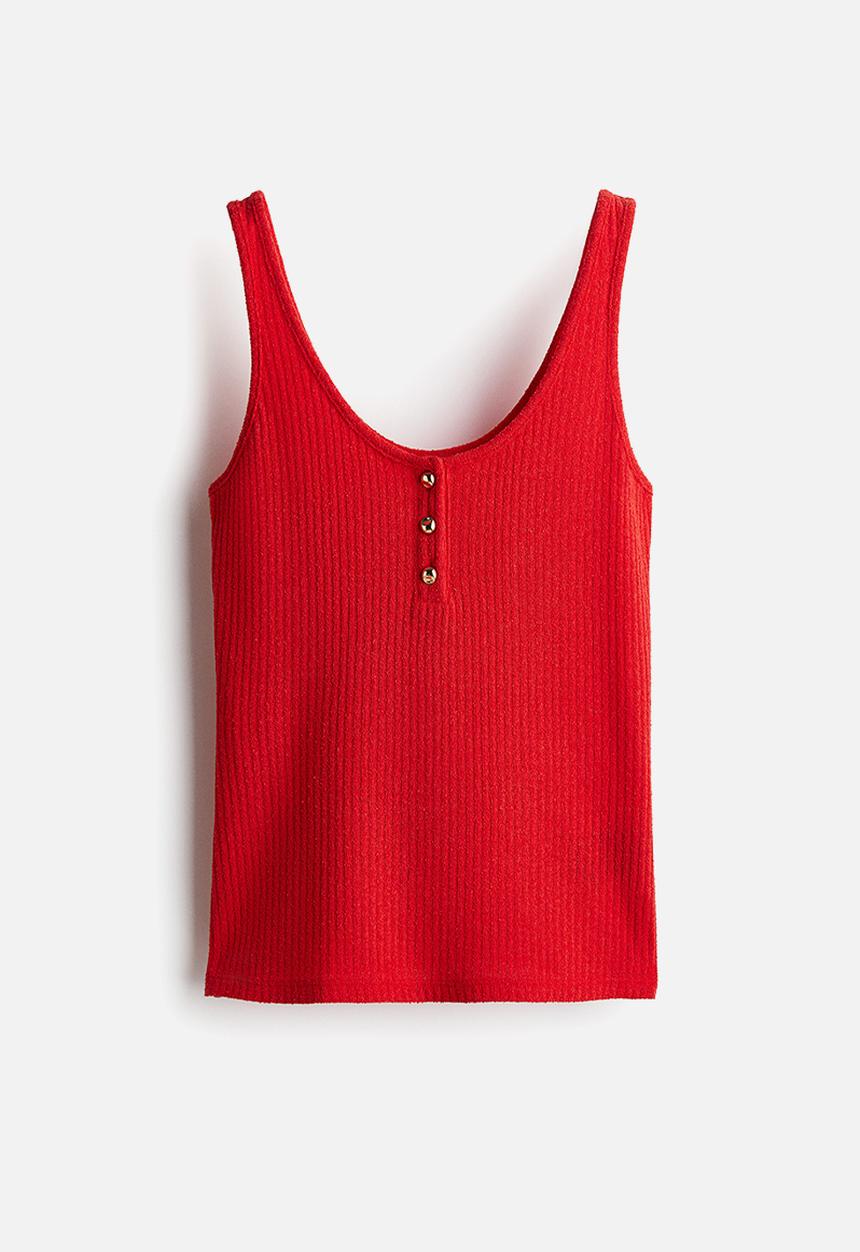 H&M - Rib-knit vest top - red