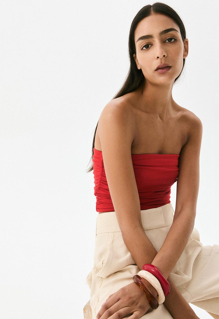 H&M - Draped tube top - red