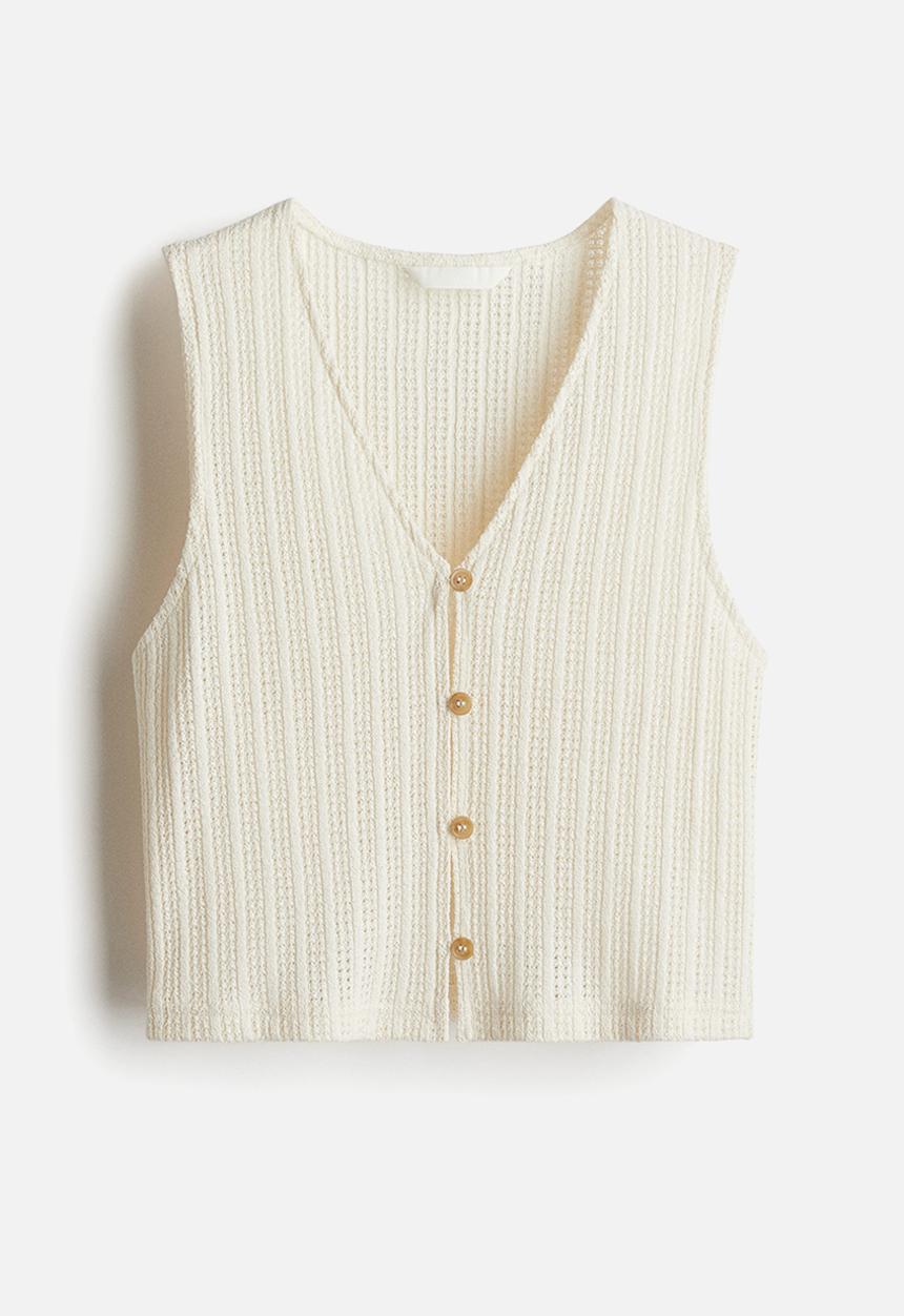 H&M - Textured jersey waistcoat - cream