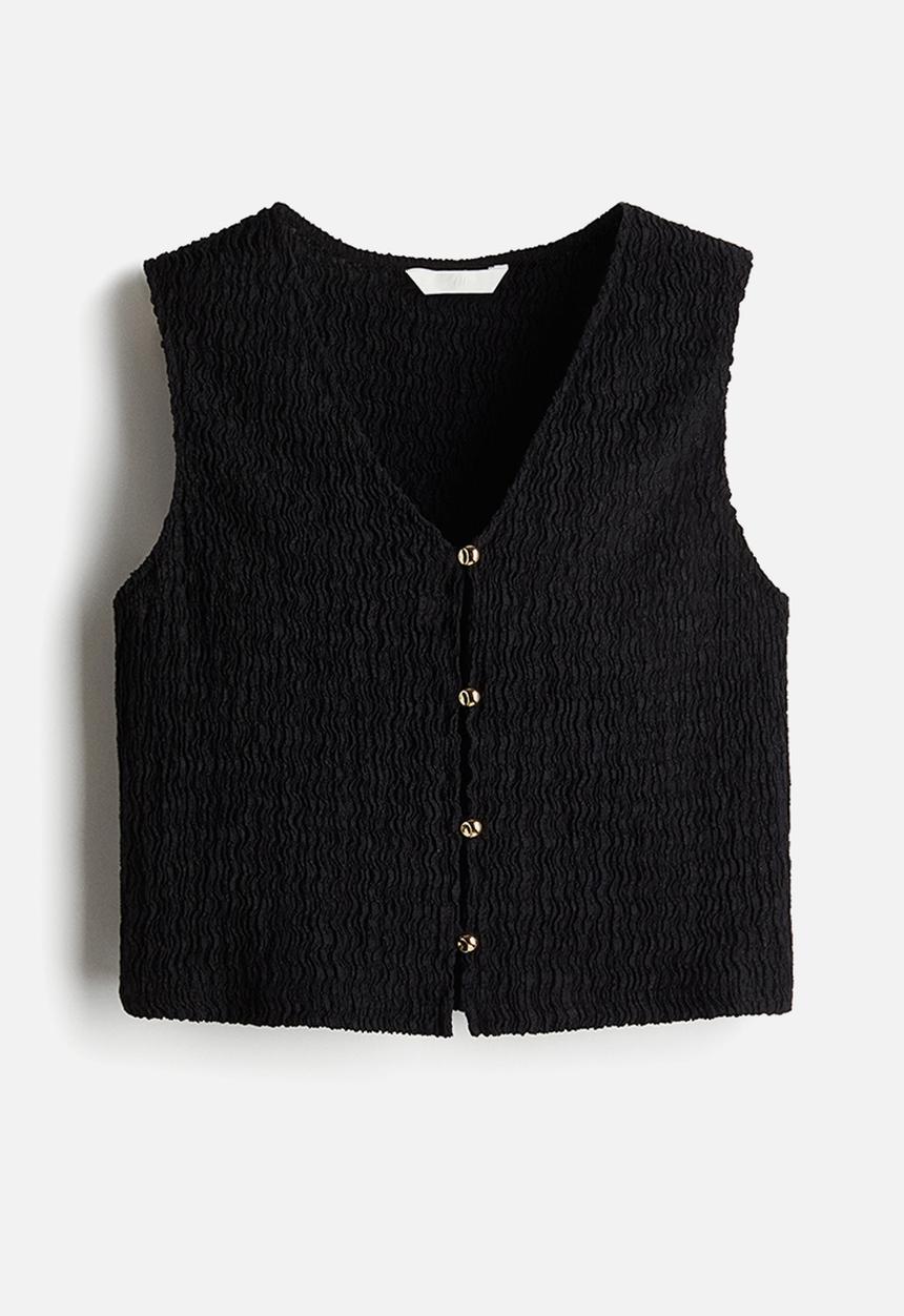 H&M - Textured jersey waistcoat - black