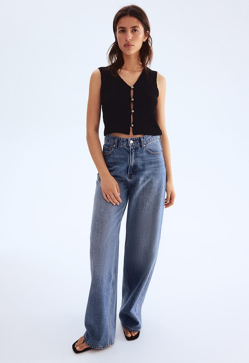 H&M - Textured jersey waistcoat - black