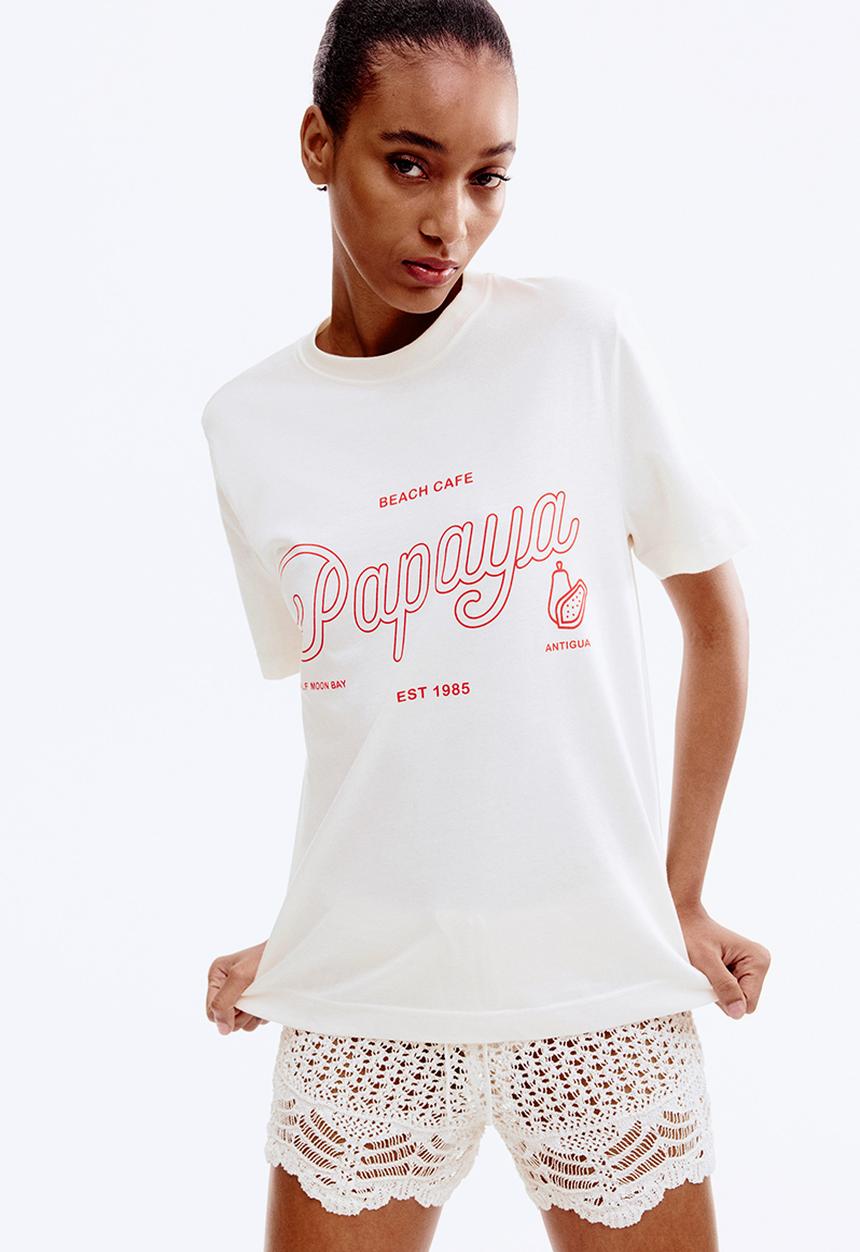H&M - Printed t-shirt - white beach cafe