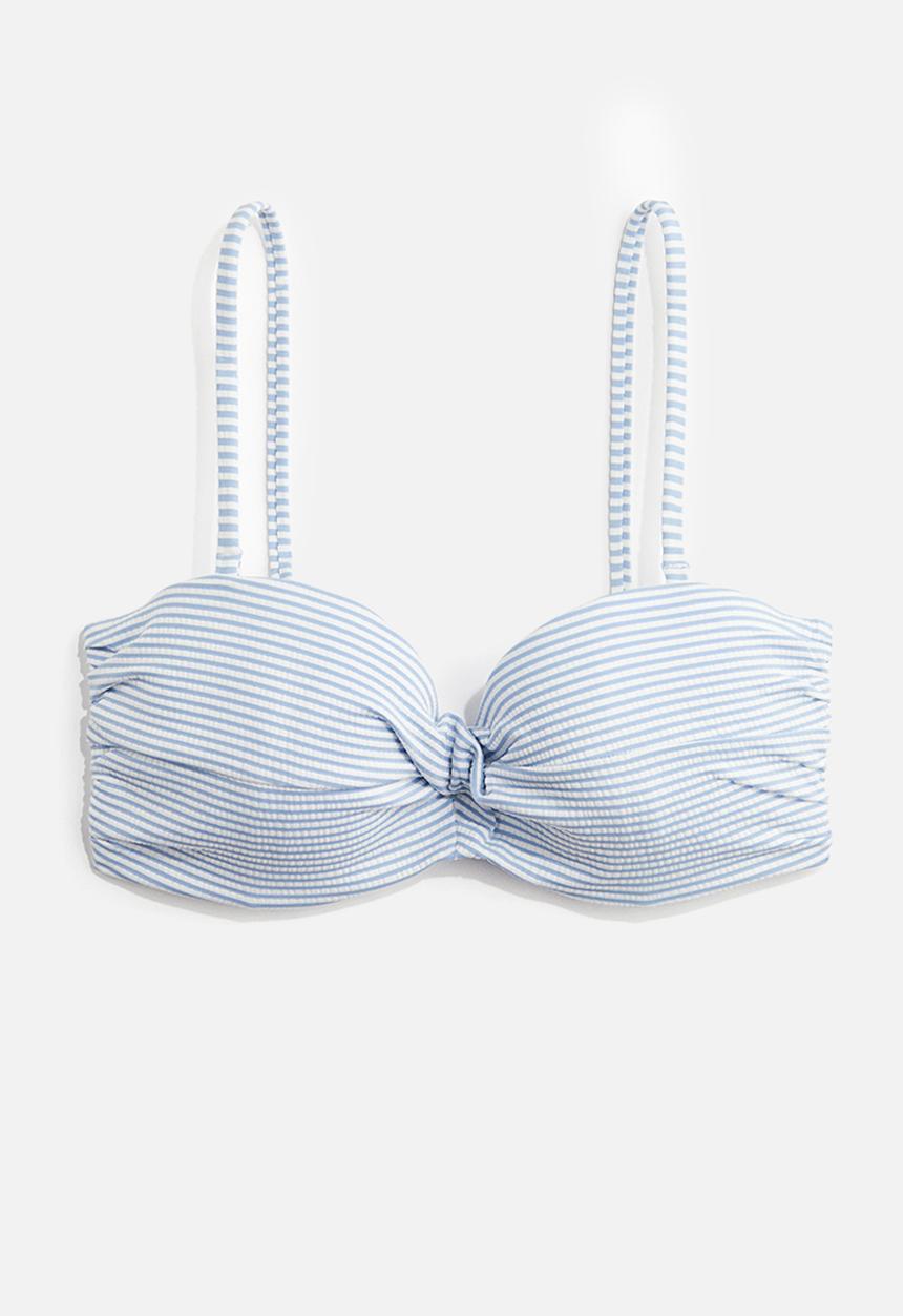 H&M - Padded balconette bikini top - light blue striped
