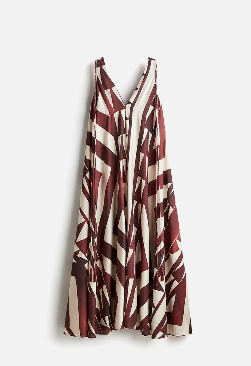 H&M - Voluminous maxi dress - rust red patterned