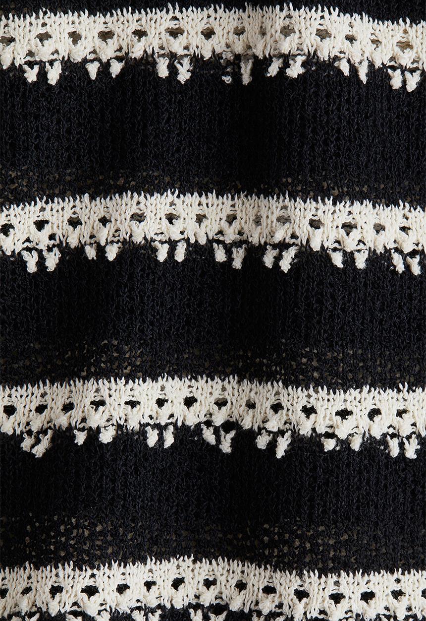 H&M - Collared knitted top - black striped