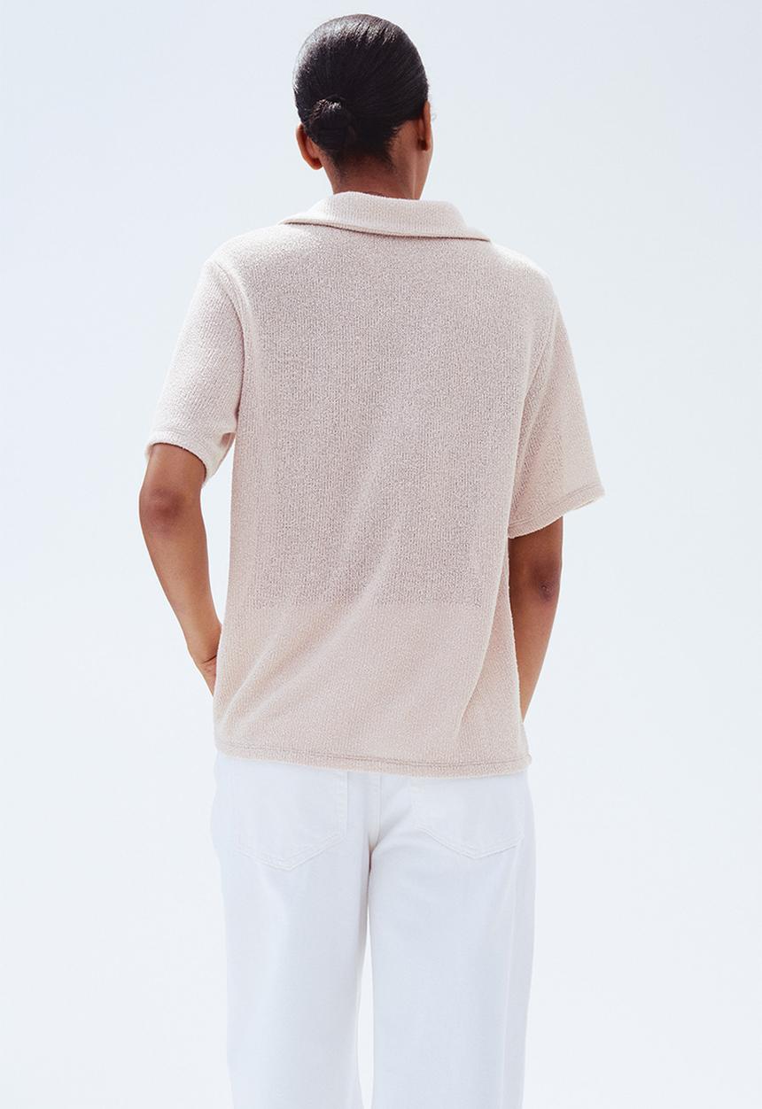 H&M - Collared knitted top - light beige