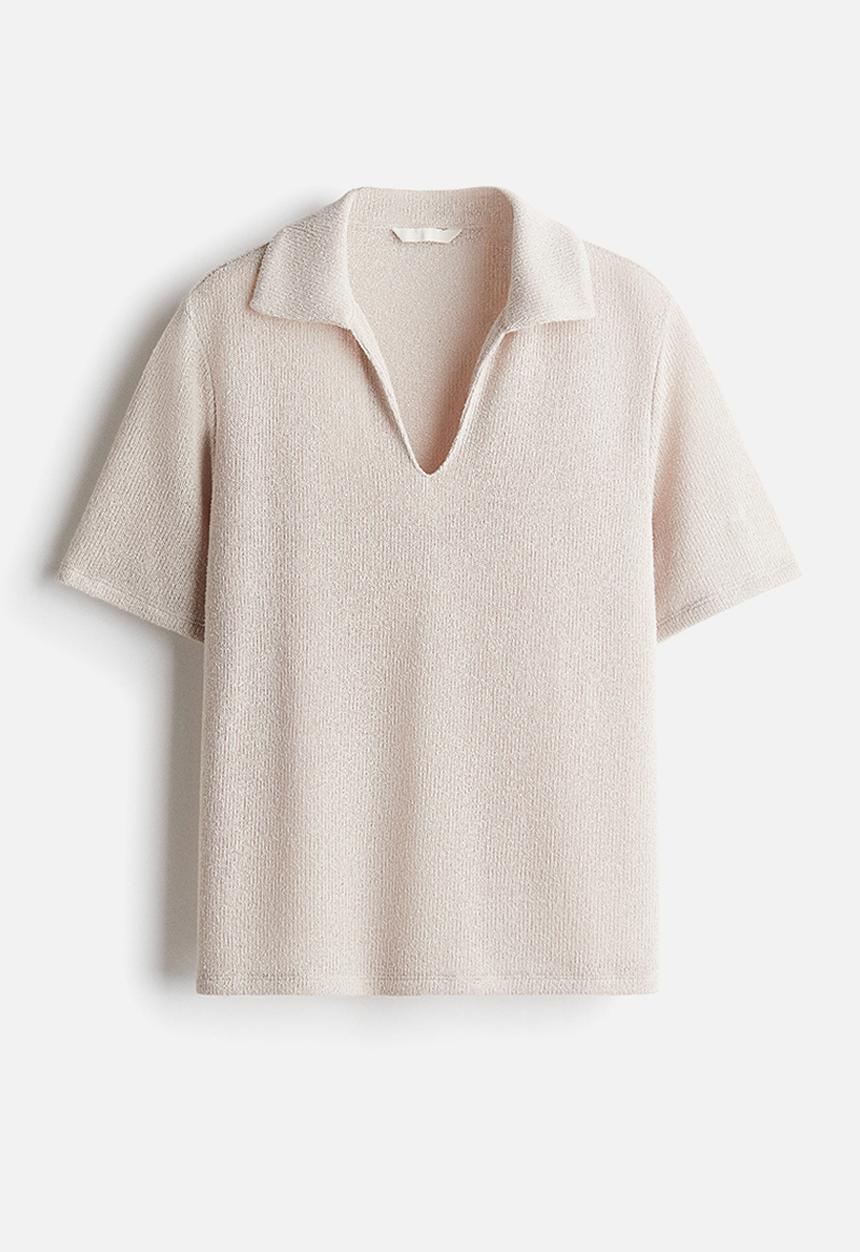 H&M - Collared knitted top - light beige