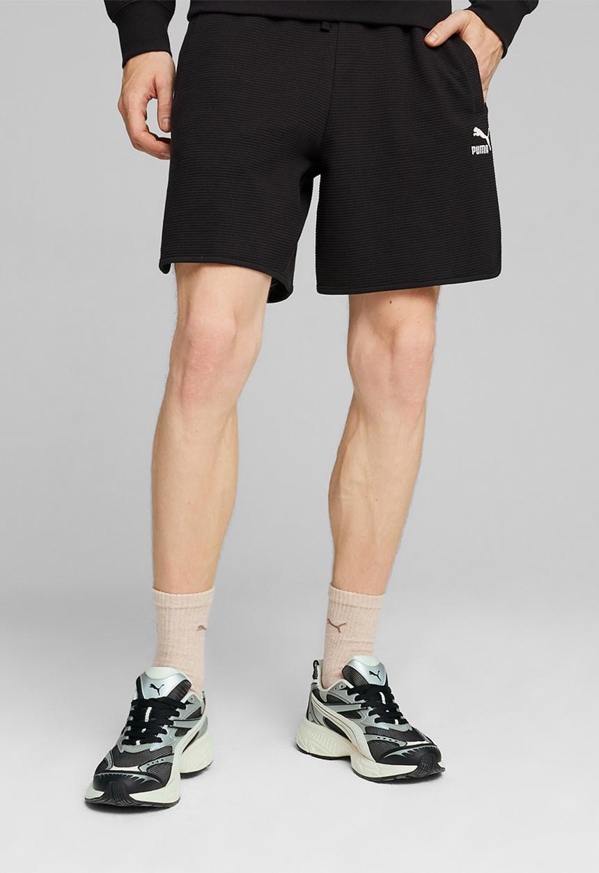 PUMA - CLASSICS Waffle Shorts 7 - PUMA Black