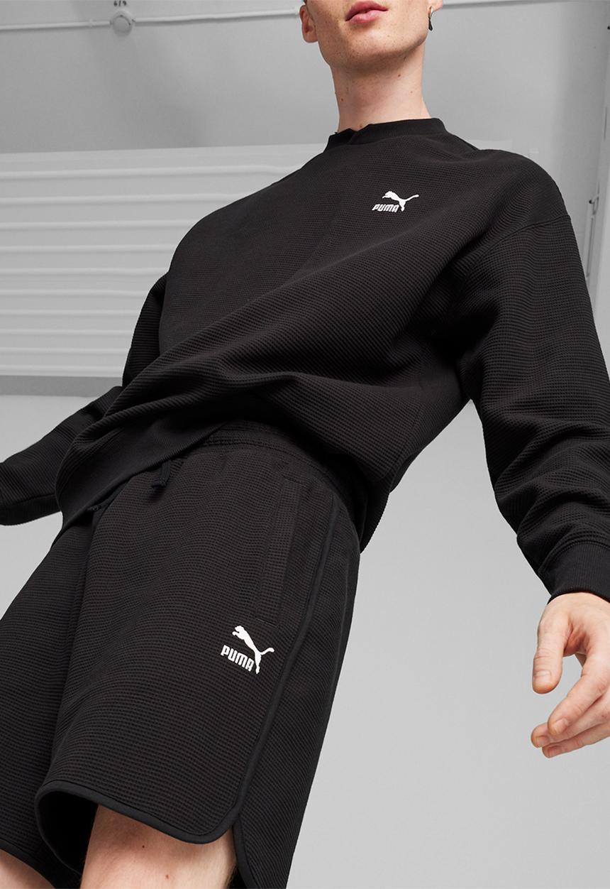 PUMA - CLASSICS Waffle Shorts 7 - PUMA Black