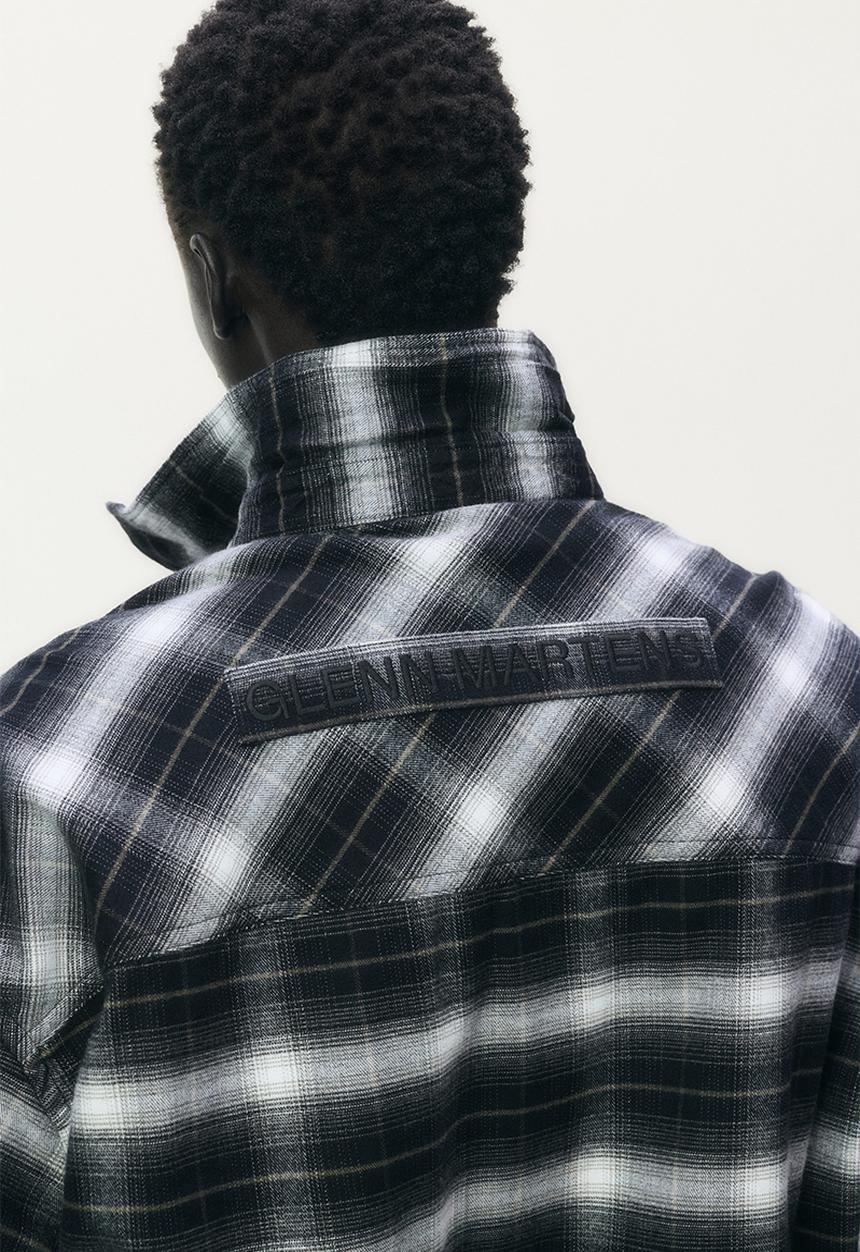 H&M - Glenn Martens H&M: Foiled flannel overshirt -  black/checked
