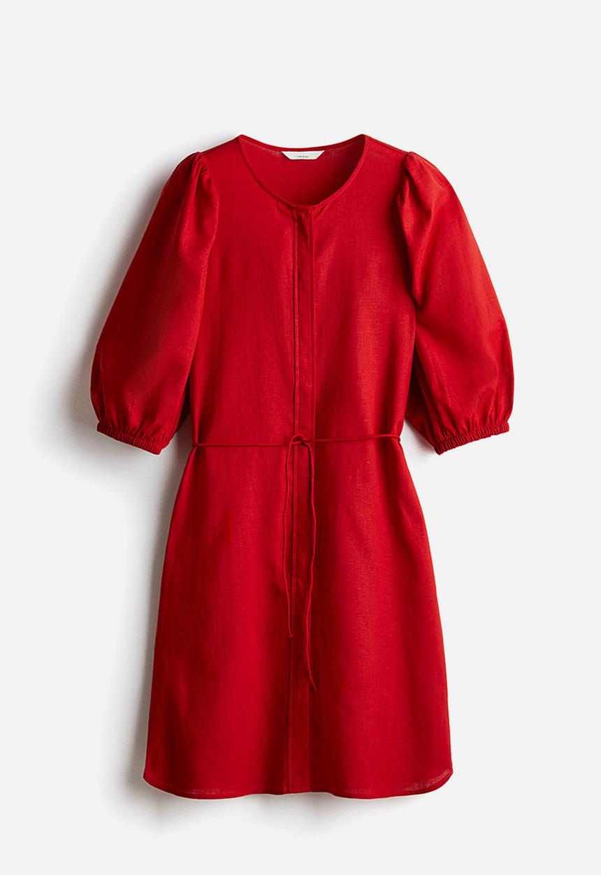 H&M - Linen-blend dress - red