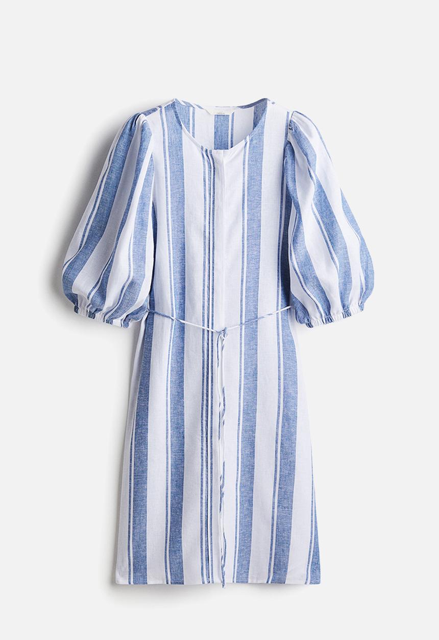 H&M - Linen-blend dress - white & blue striped