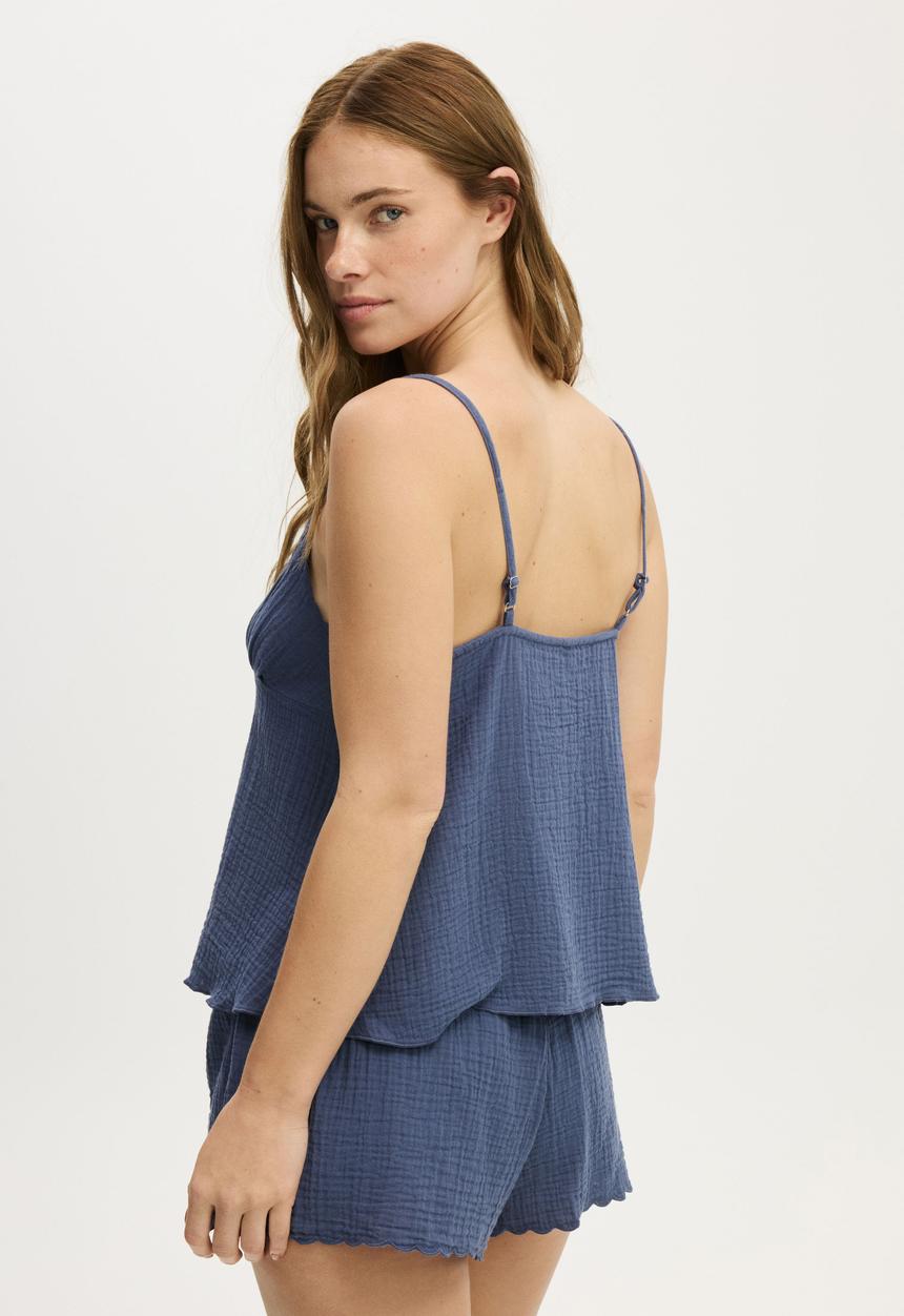 Cotton On - Woven cami sleep set - washed navy