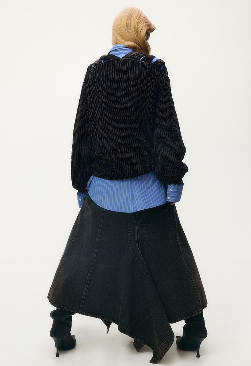 H&M - Glenn Martens H&M: Cable-knit cardigan - black