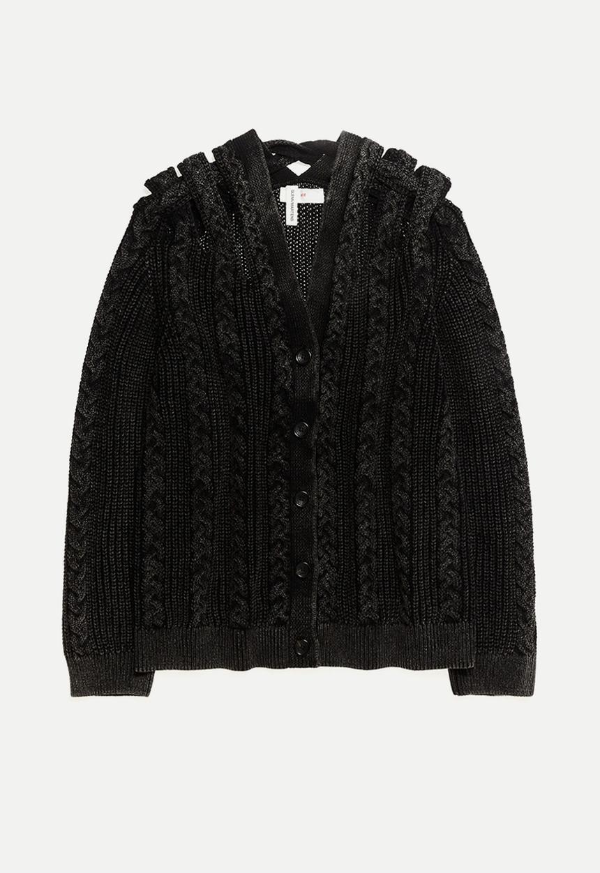 H&M - Glenn Martens H&M: Cable-knit cardigan - black