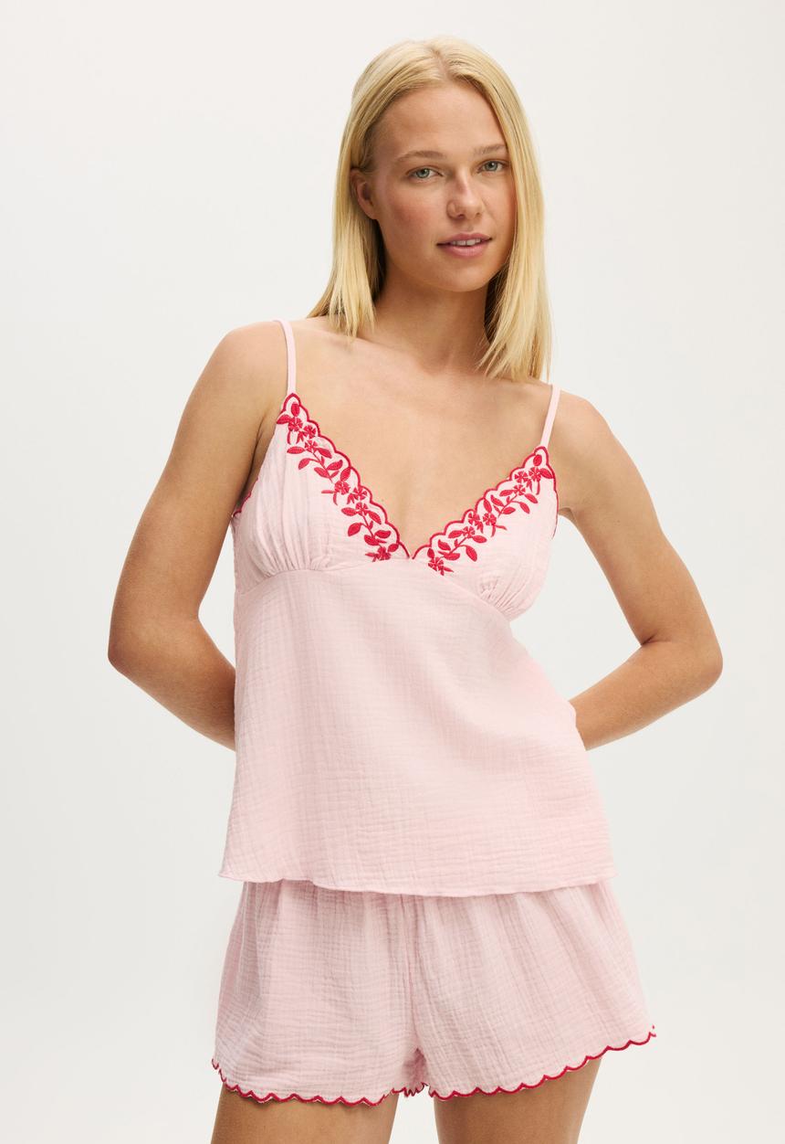 Cotton On - Woven cami sleep set - blushing bride