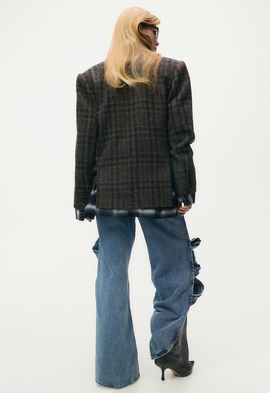 H&M - Wool-blend blazer - dark brown checked