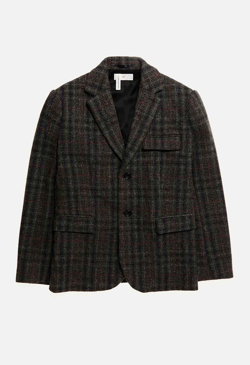 H&M - Wool-blend blazer - dark brown checked