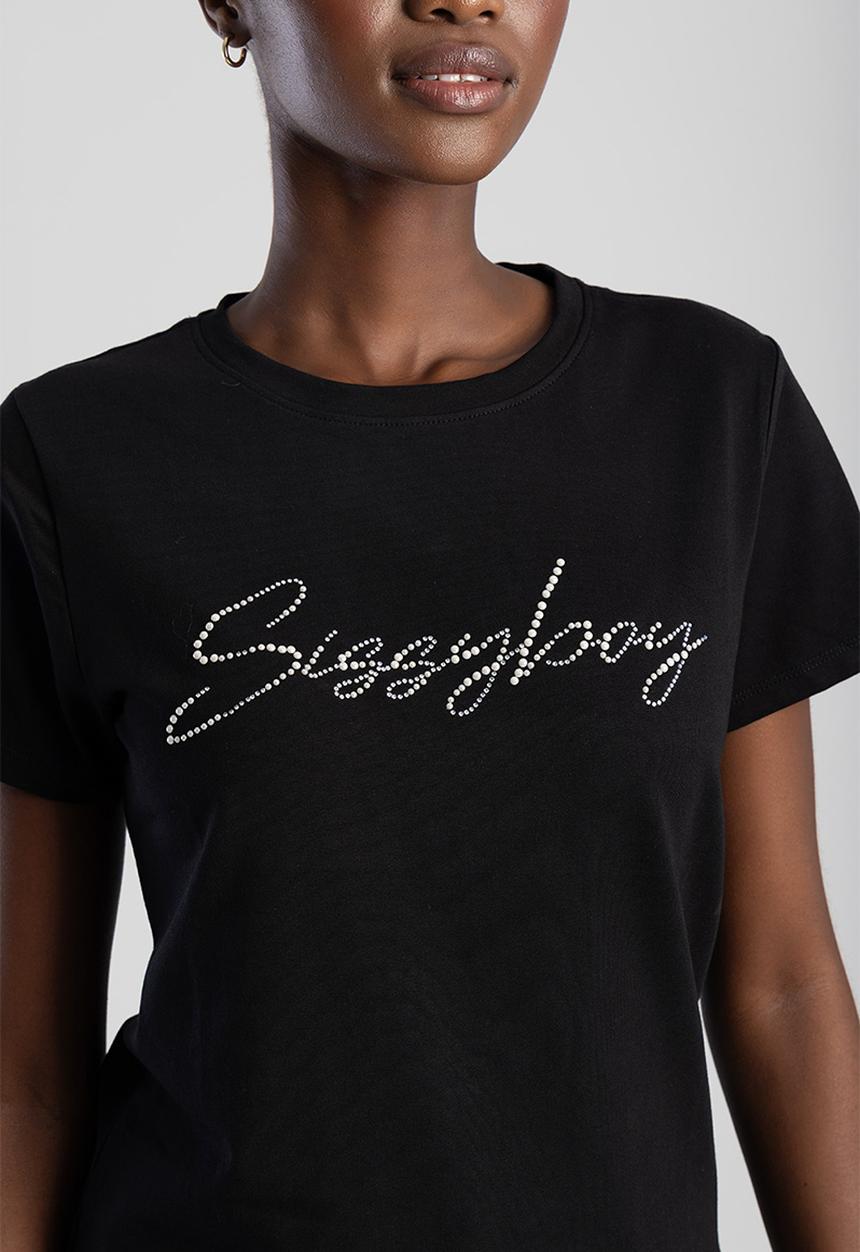 SISSY BOY - Dream Drifter : Regular T-shirt With Pearl And Bling Transfer - Black