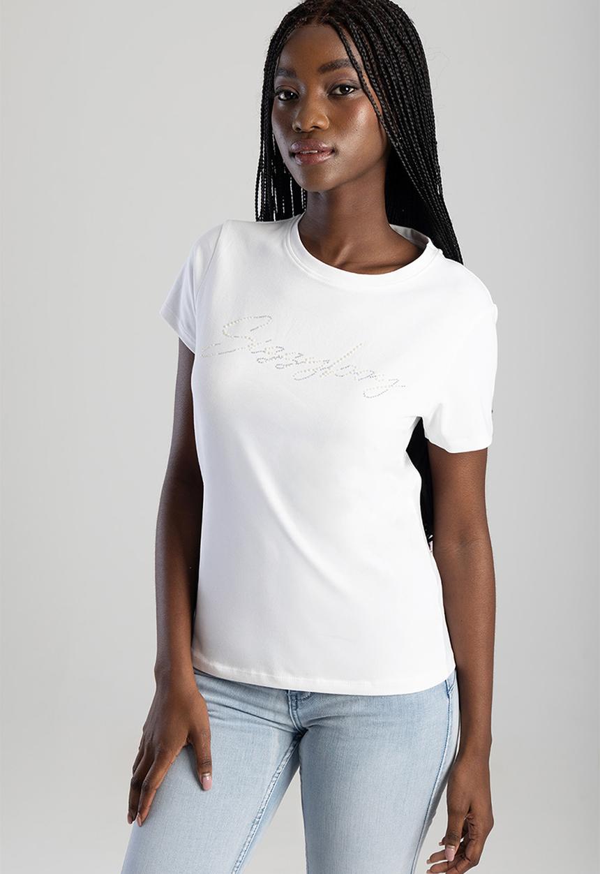 SISSY BOY - Dream Drifter : Regular T-shirt With Pearl And Bling Transfer - White
