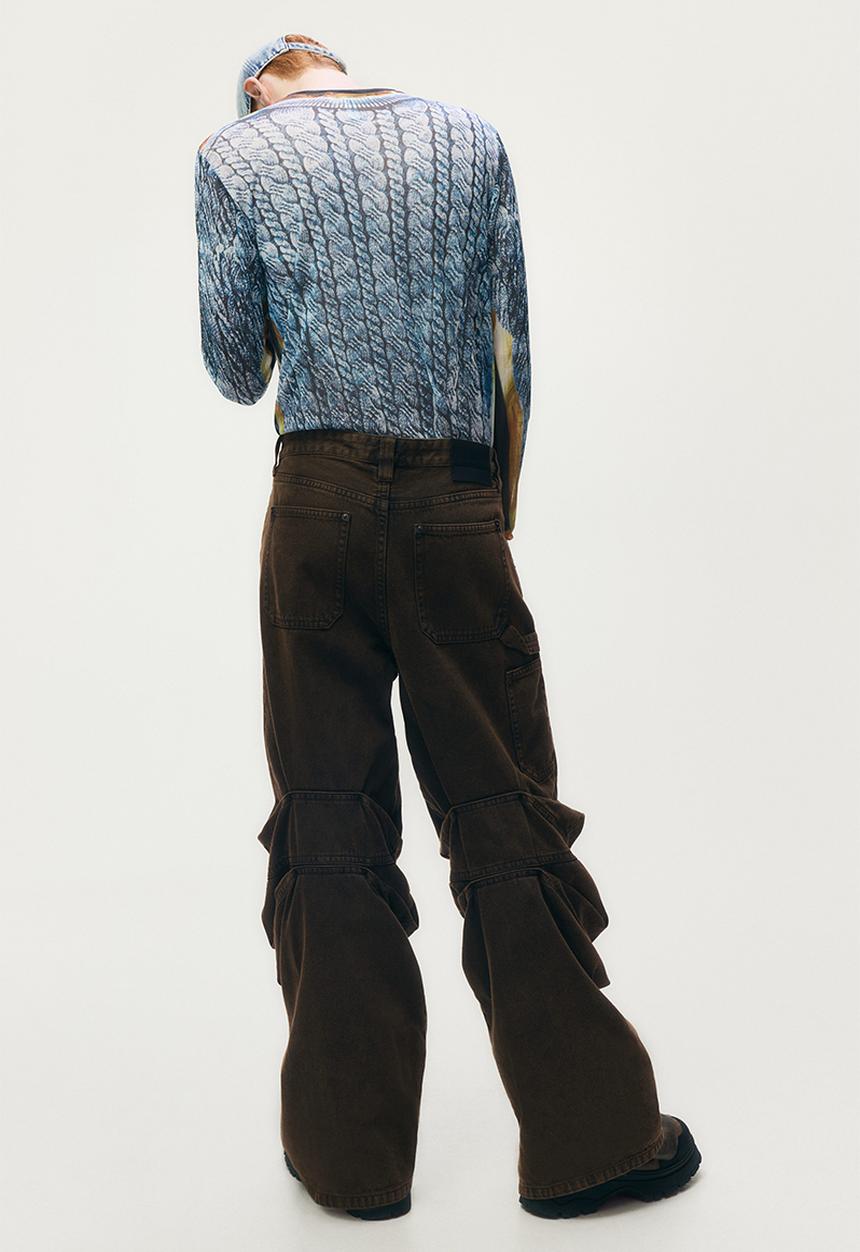 H&M - Glenn Martens H&M: Slouchy twill trousers - dark brown