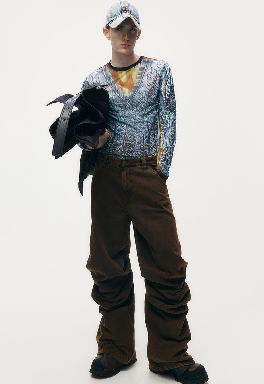 H&M - Glenn Martens H&M: Slouchy twill trousers - dark brown