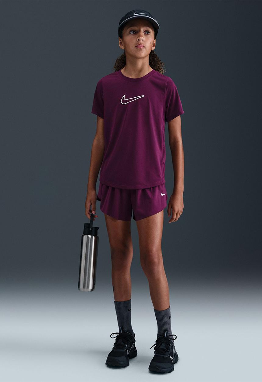Nike - Girls Nike Dri-Fit One Std Short Sleeve Top Hbr-Bordeaux/White