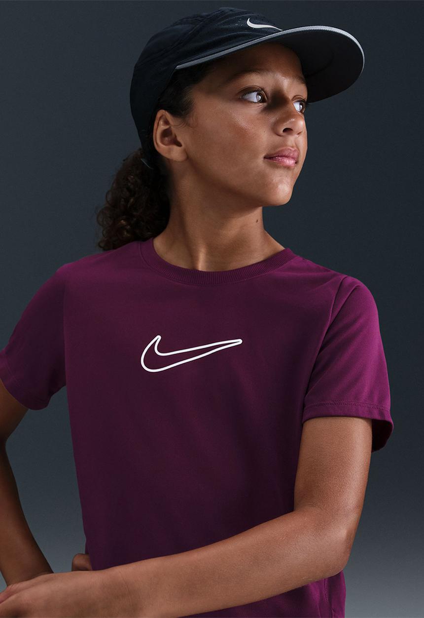 Nike - Girls Nike Dri-Fit One Std Short Sleeve Top Hbr-Bordeaux/White