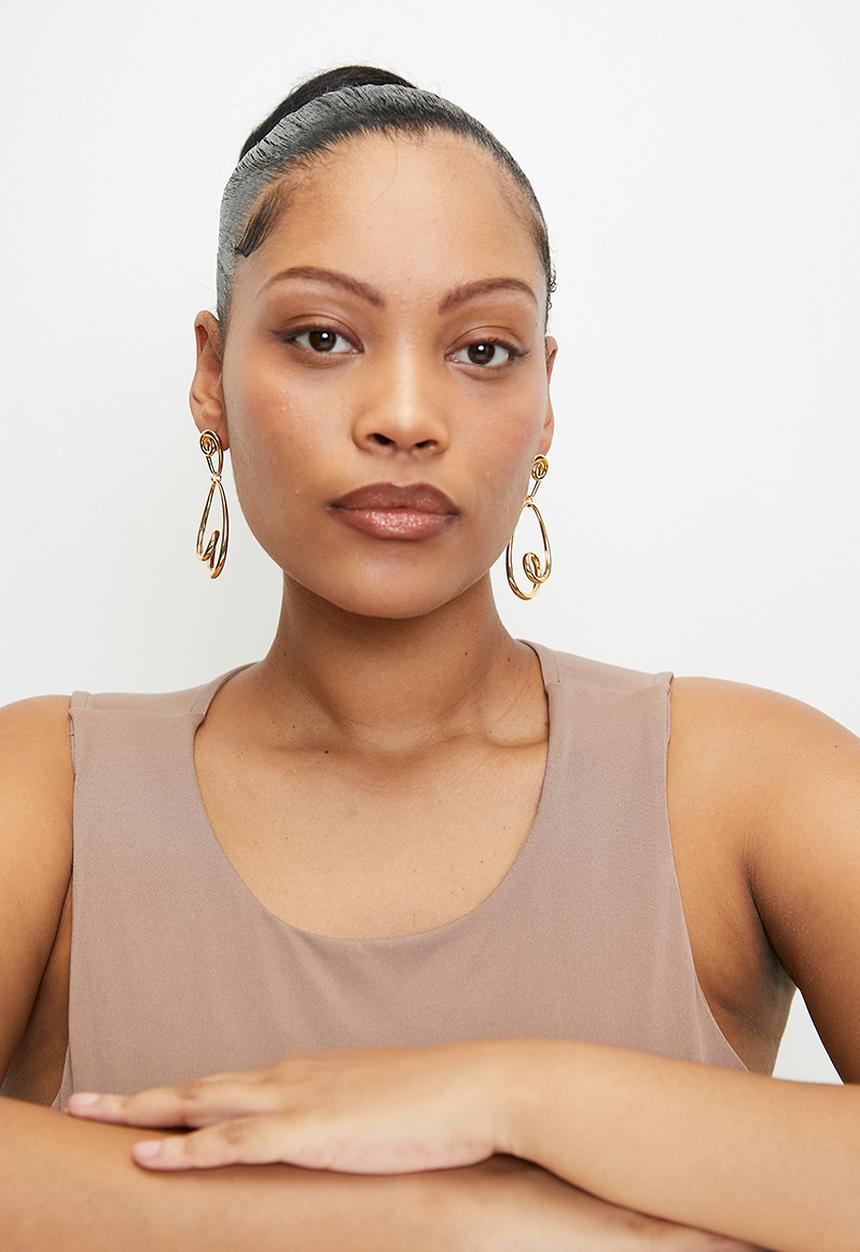 Tessa Design - Eden twisted drop earrings - gold