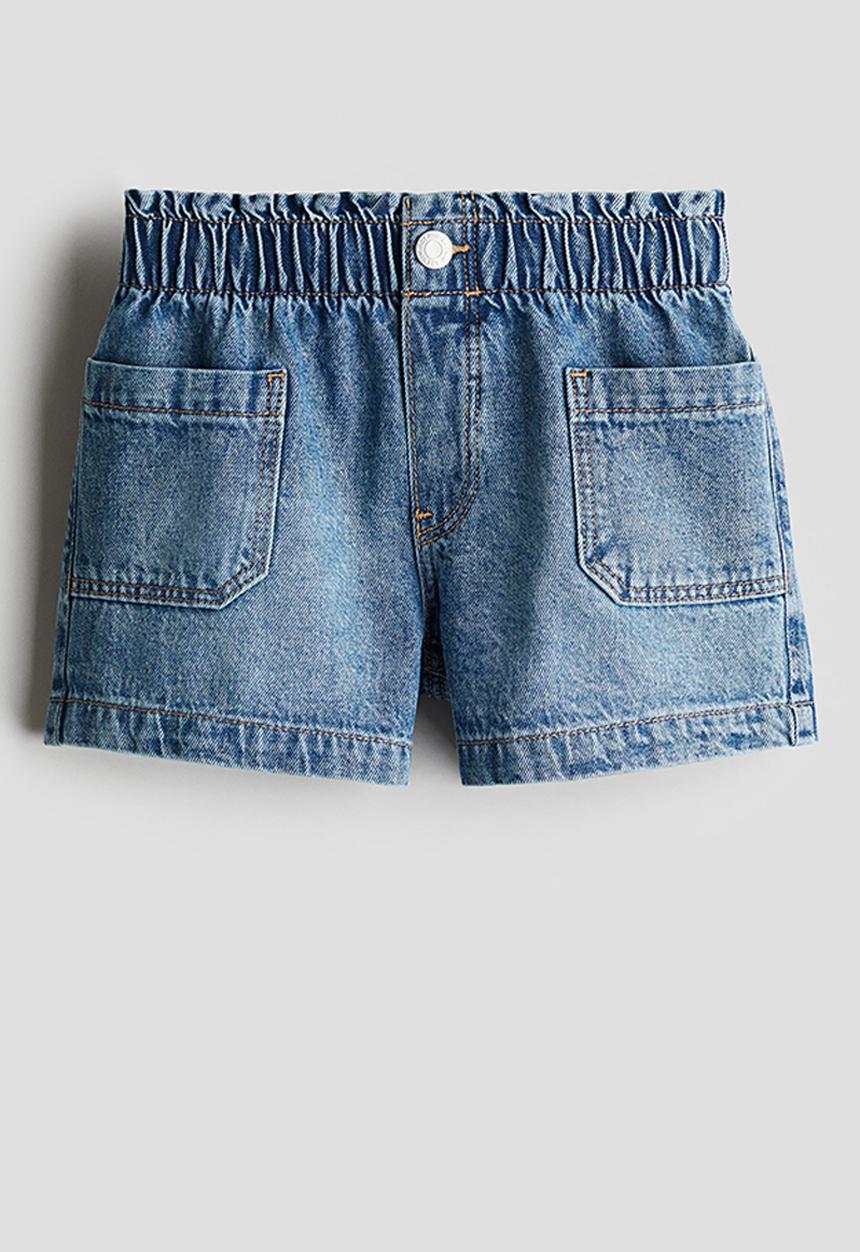 H&M - Paper bag shorts - light denim blue