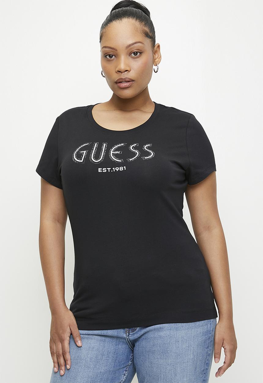 GUESS - Plus Cn Ss Guess Logo Tee - Jet Black A996