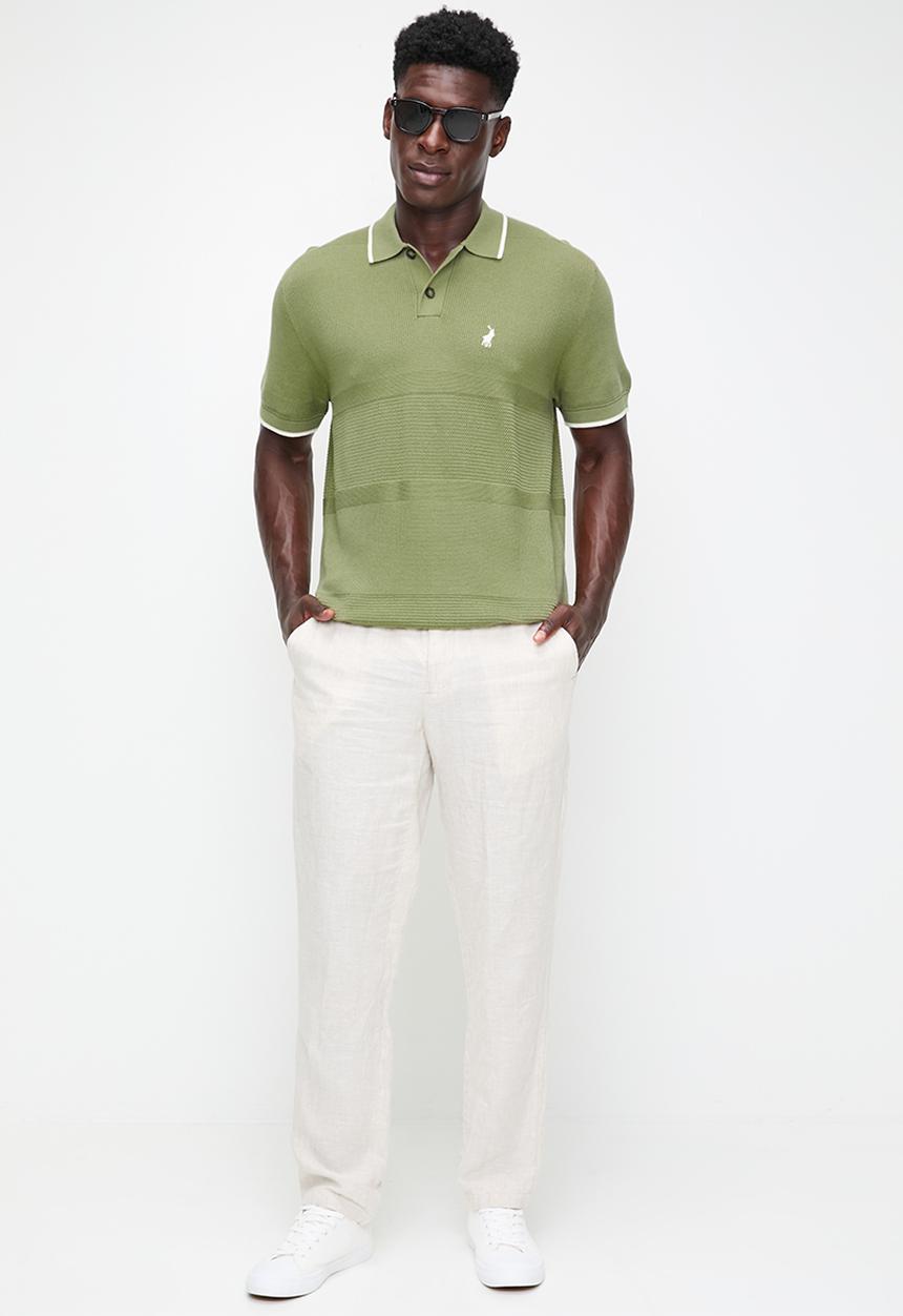 POLO - MADDOX Textured Knitted Ss Golfer - Fatigue