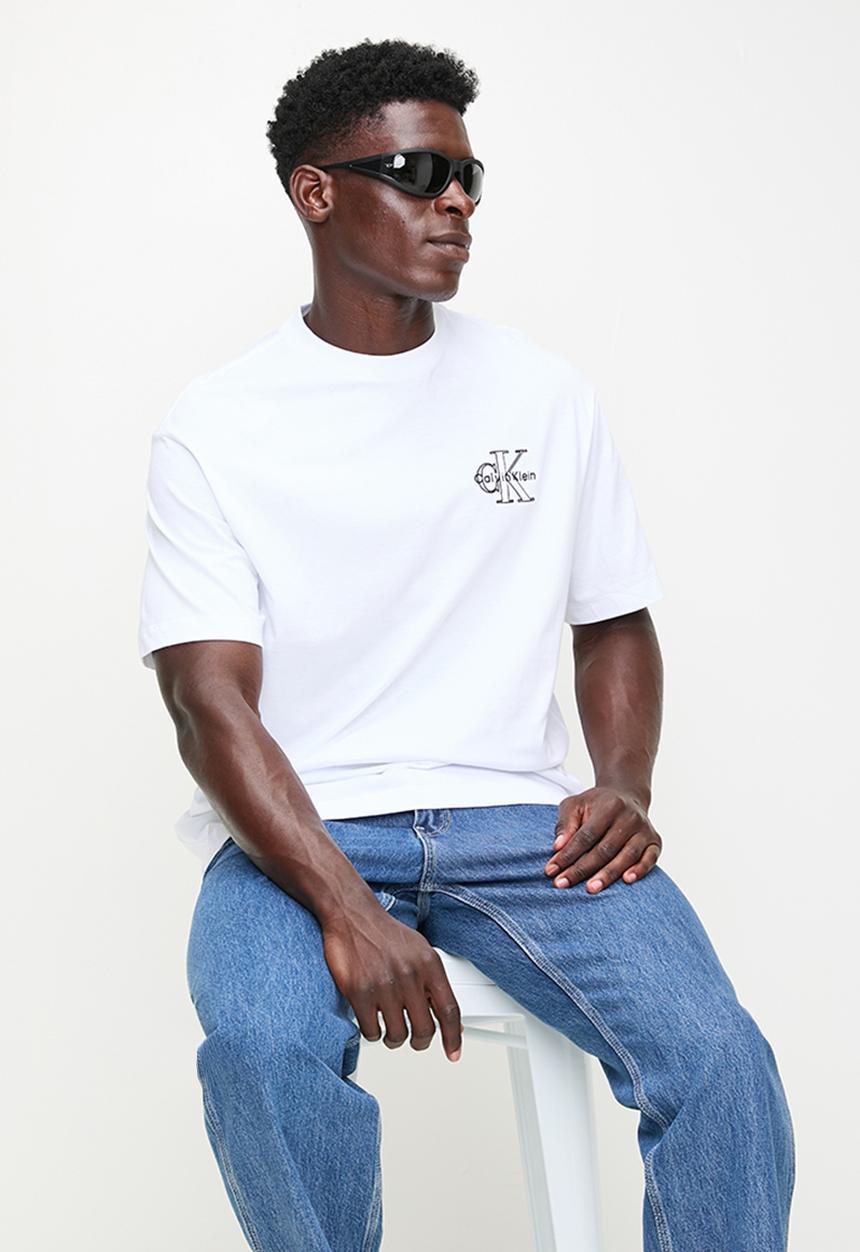 Calvin Klein - Ss 30S Micro Monologo Graphic Tee - Brilliant White